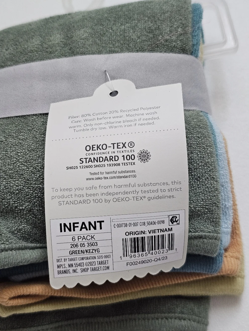🌿 Cloud Island Baby Washcloths 6 Pack Set Cotton OEKO TEX Infant Soft Green